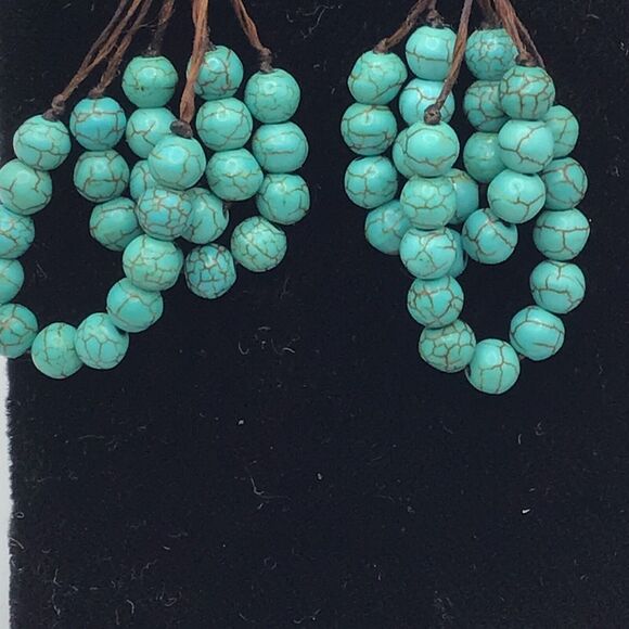 Fashion Turquoise Colored And Silvertone Native Style Earrings Boho Retro Dangle - Picture 11 of 16